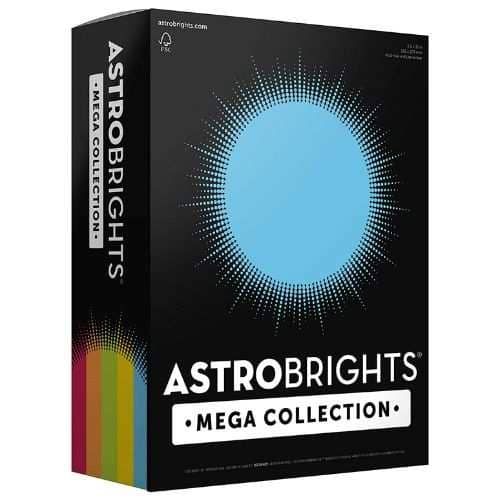 Astrobrights Mega Collection, Colored Paper,"Classic" 5-Color Assortment, 625 Sheets, 24 lb/89 gsm, 8.5" x 11" - MORE SHEETS! (91623)