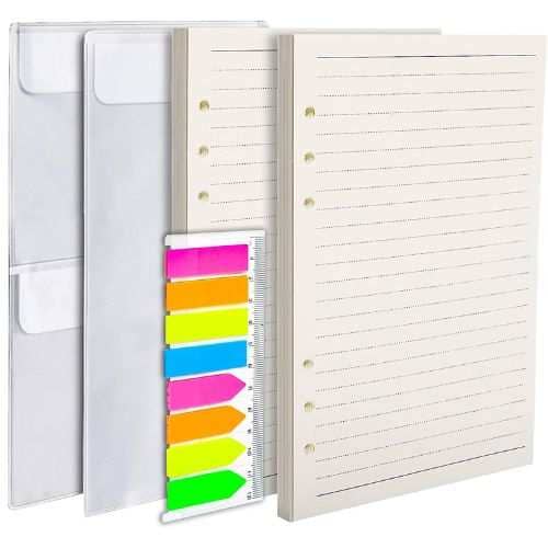 2-Pack-A5-Refill-Paper-2PCS-A5-Loose-Leaf-Pockets-1-Pack-160PCS-Index-Tab-with-Ruler