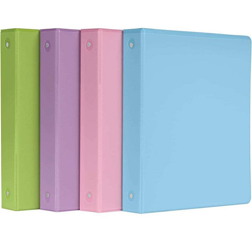 Cardinal 3 Ring Binders, 1.5 Inch, Round Rings, Holds 350 Sheets, ClearVue Presentation View, Non-Stick, Assorted Pastel Colors, 4 Pack
