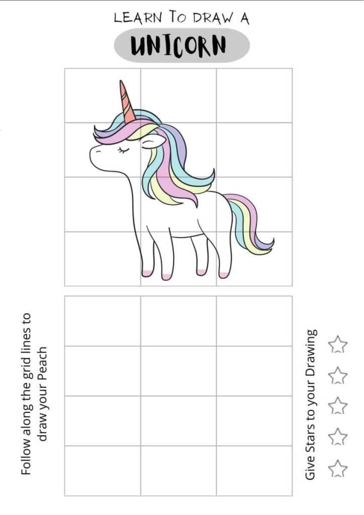 Draw a Unicorn, free printable for kids, download free coloring pdf,