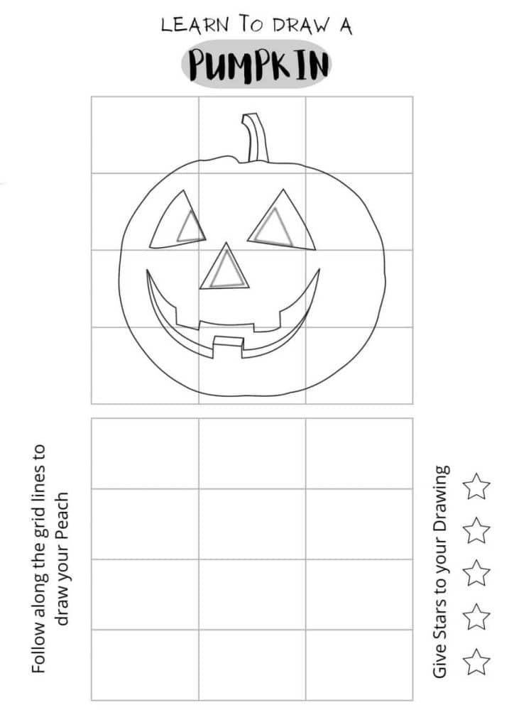 Draw a Halloween Pumpkin, pumpkin for kids, easy drawing, free printables, home studies