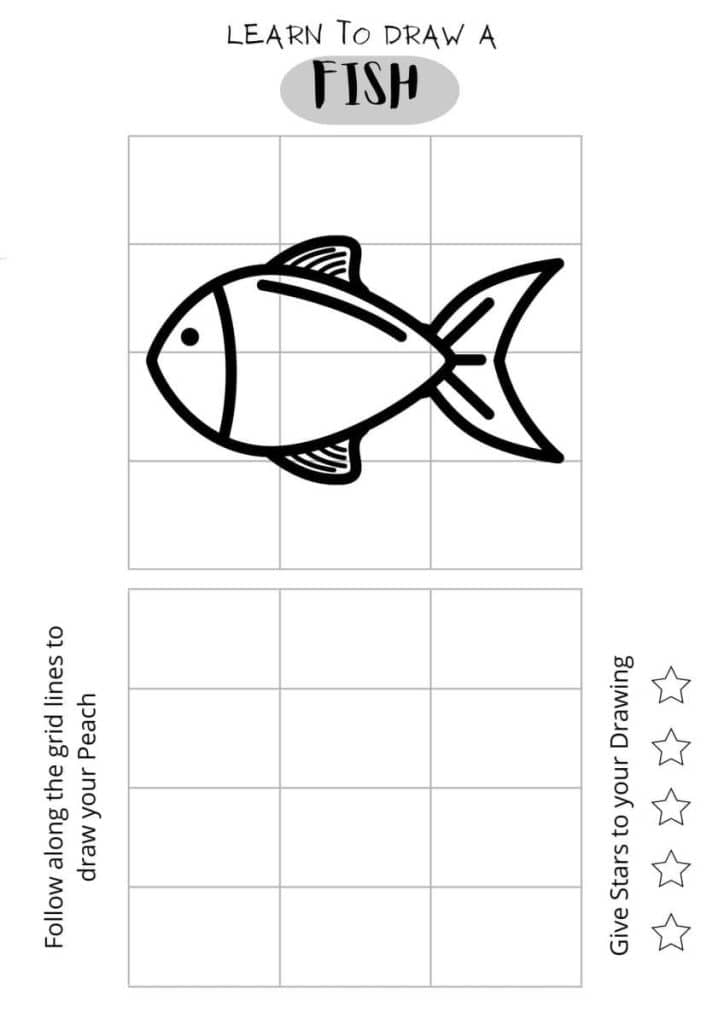 draw a fish, free printables for kids, easy drawing for kids,