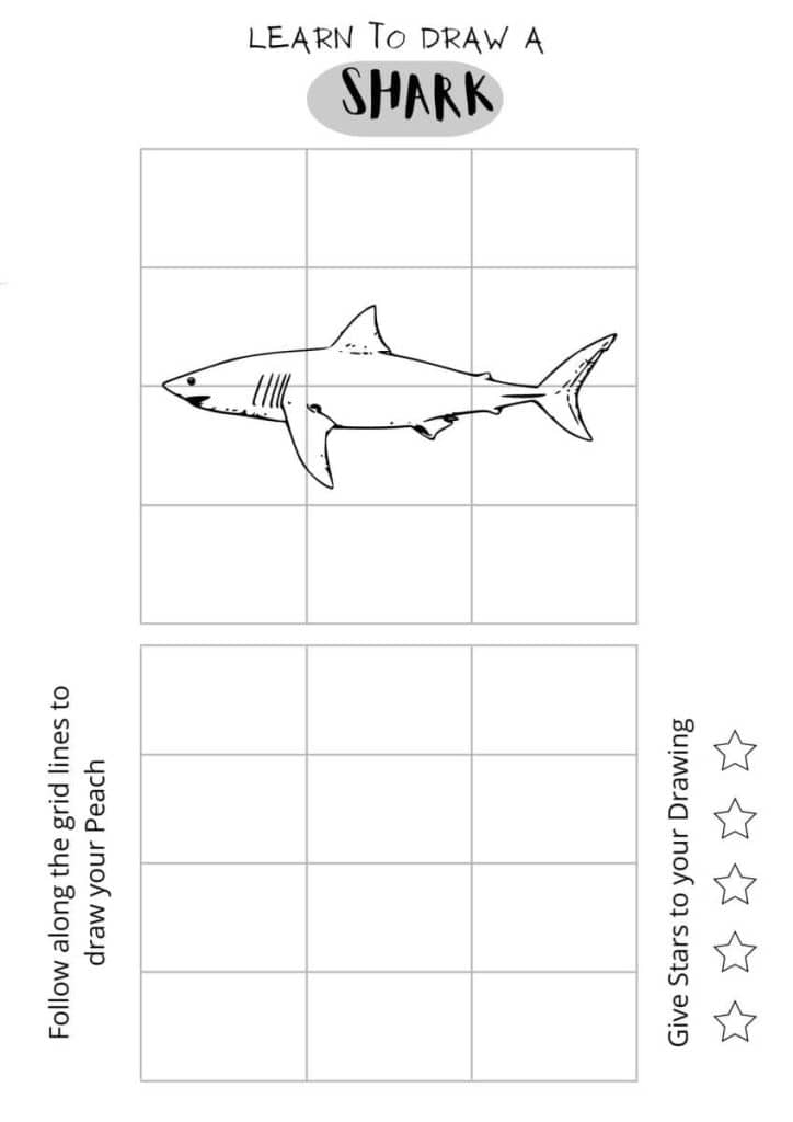 learn to draw a shark, easy shark drawing, drawing for kids,