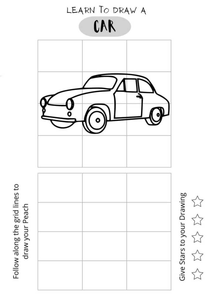 draw a car, printables, free pdf download,