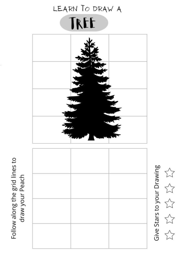Draw a Christmas Tree, easy drawing for kids, free printables,