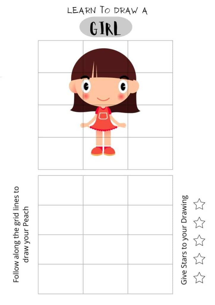draw a girl, easy coloring sheet, download printable, printable for home schooling,