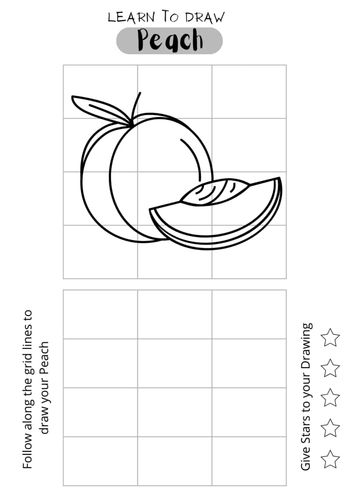 Draw a Peach - Easy Coloring Page