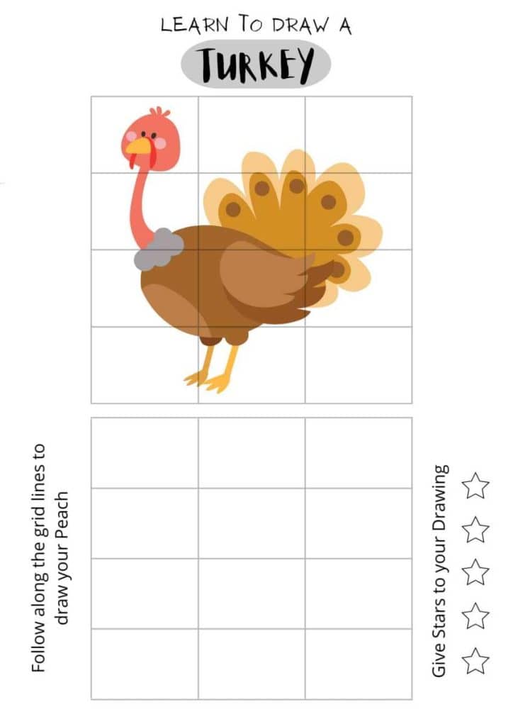 draw a turkey, free printable for kids, printable for home studies, turkey coloring sheet,