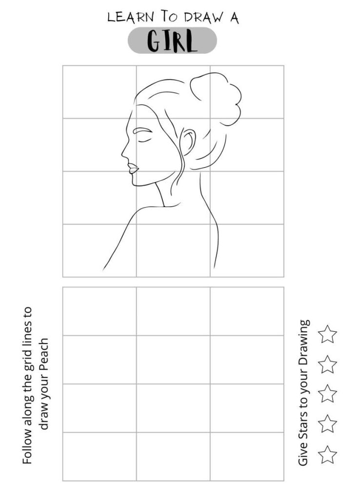 draw a girl, easy coloring sheet, download printable,