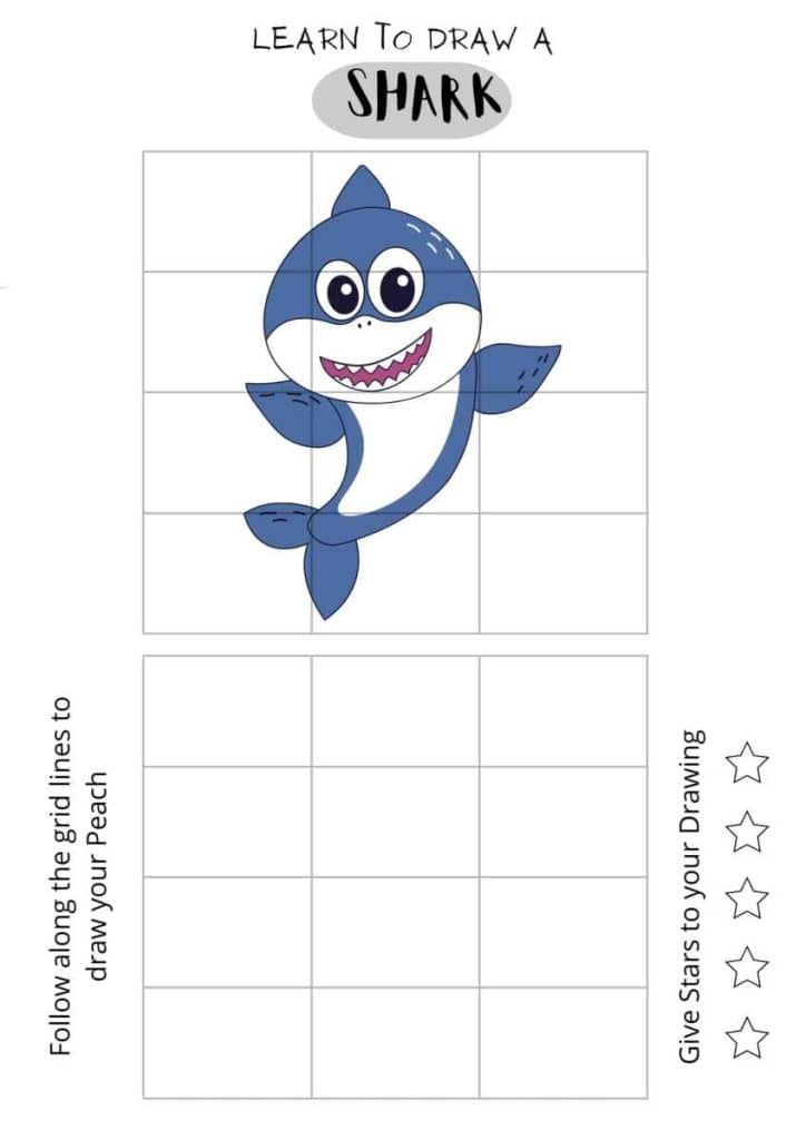 Draw Cartoon Shark Colored, drawing for kids,