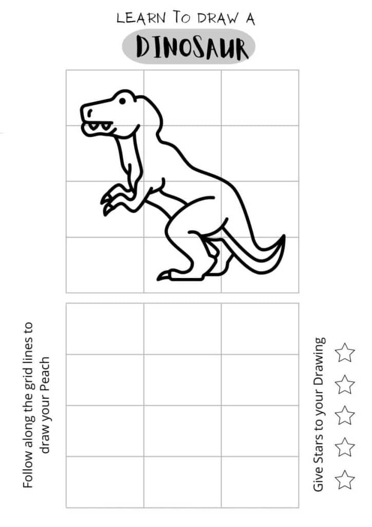 draw a dinosaur, easy coloring sheet for kids, free printables,