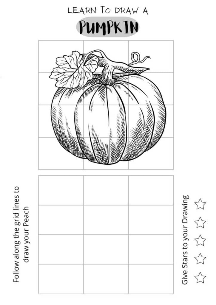 Draw a Halloween Pumpkin, pumpkin for kids, easy drawing, free printables, home studies, sheet for kids,
