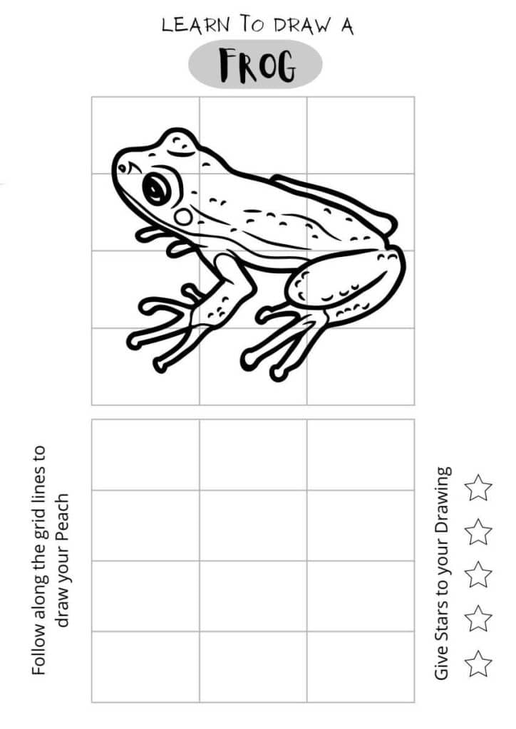 draw a frog, easy frog drawing, free printables, drawing for kids,