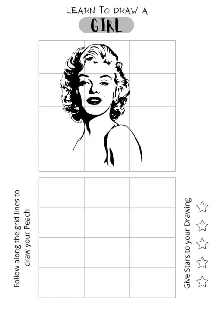 Draw a girl with curly hair, easy drawing, free printables for kids, girl's face drawing,