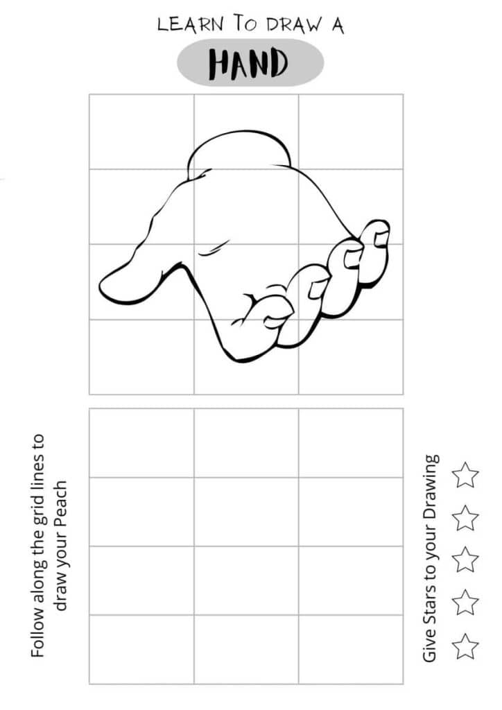 learn how to draw a hand, easy drawing, free printables,