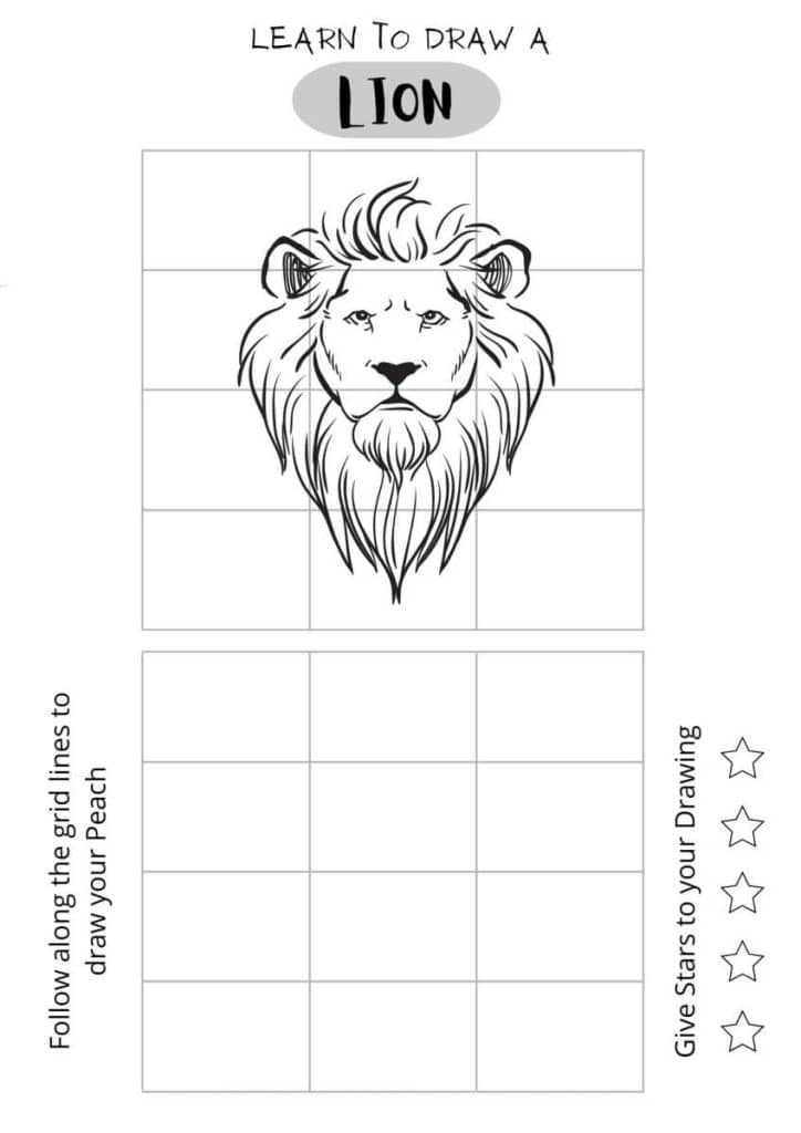 Draw a Lion, Draw a lion face, easy drawing for kids, free printables for kids, home schooling printables,