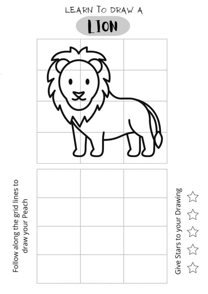 Draw a Lion Easy Drawing, full body lion drawing, easy drawing for kids,