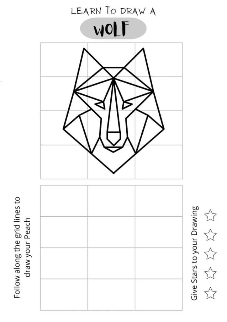 draw a wolf, free printable, home studies,