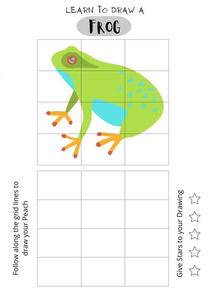 draw a frog, colored frog, easy frog drawing, free printables,