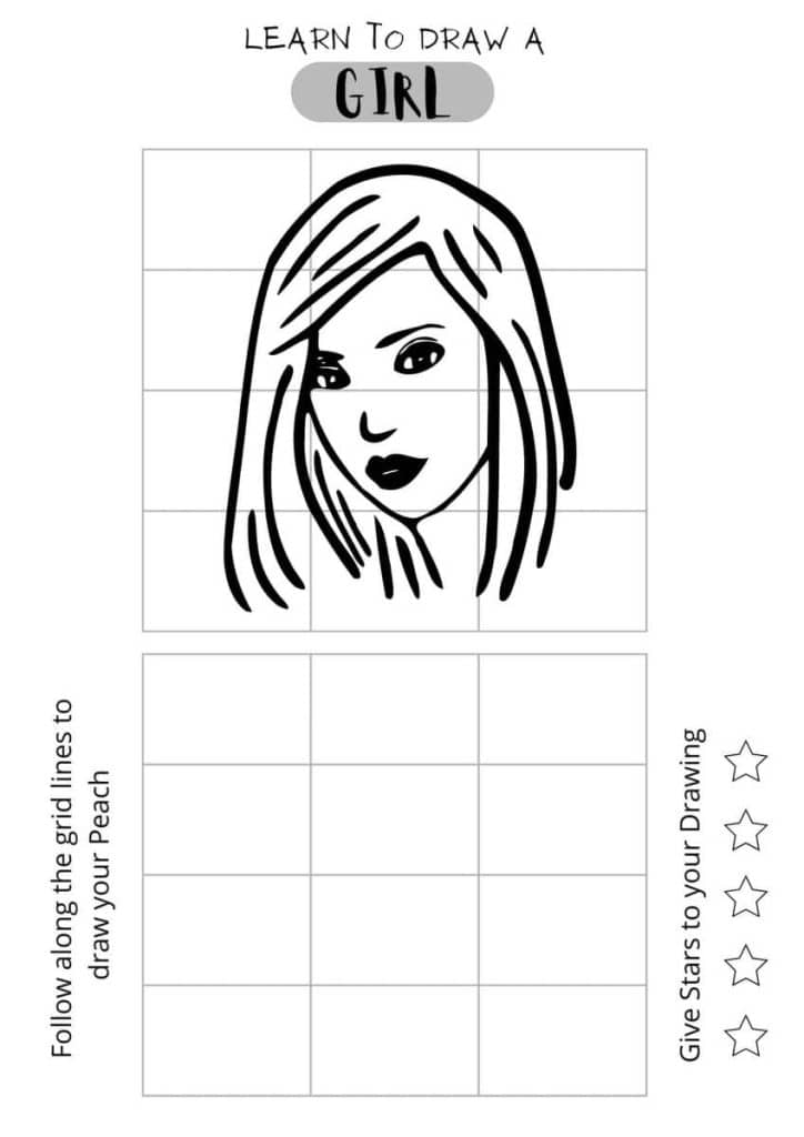 How to Draw a Girl's face, easy girl face drawing, free printables,