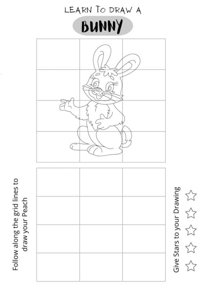 learn how to draw a bunny, bunny for kids, bunny coloring sheet, free printables for kids,