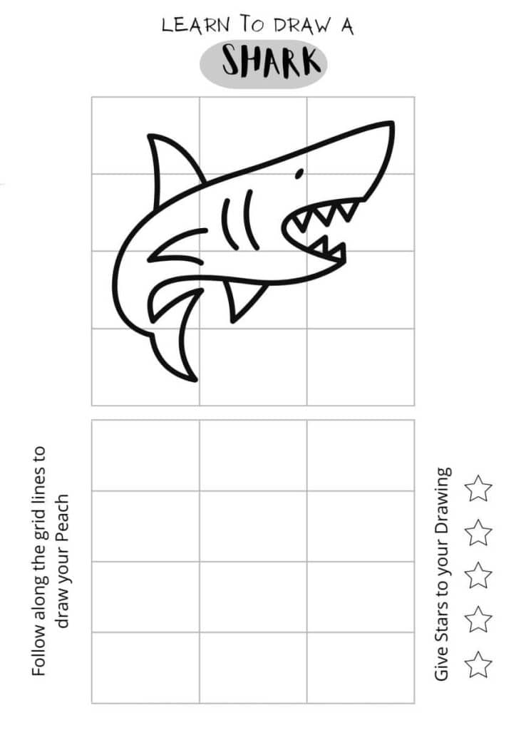 Learn to Draw a Shark for kids, with free printables to download,