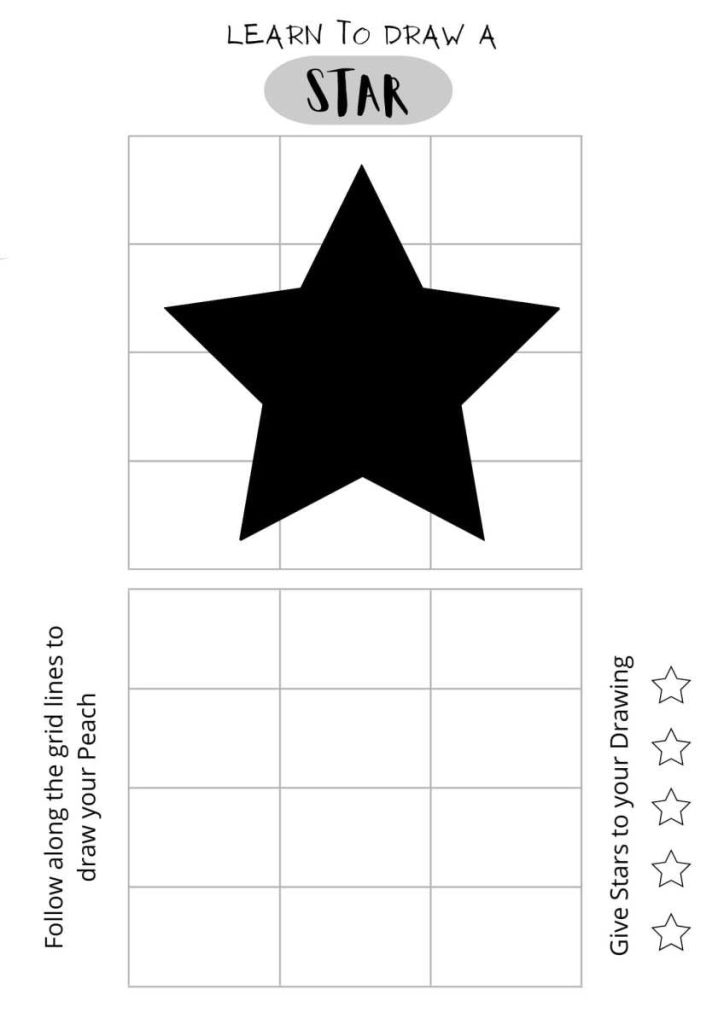 learn how to draw a star, easy drawing sheet, home schooling, star drawing for kids,