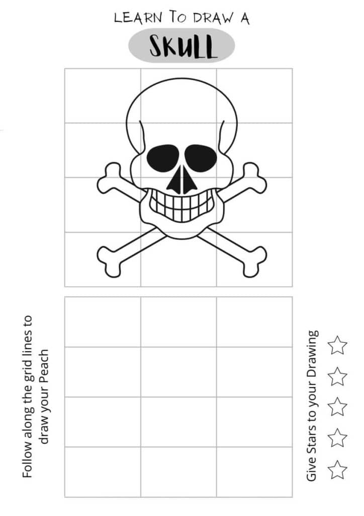 Draw a skull, printable for kids, easy wolf drawing, download pdf, home studies, skull drawing,