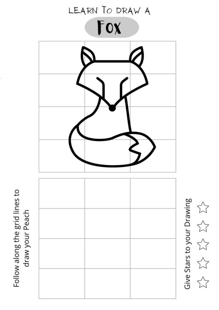 Draw a Fox Easy, free printable for kids, easy download
