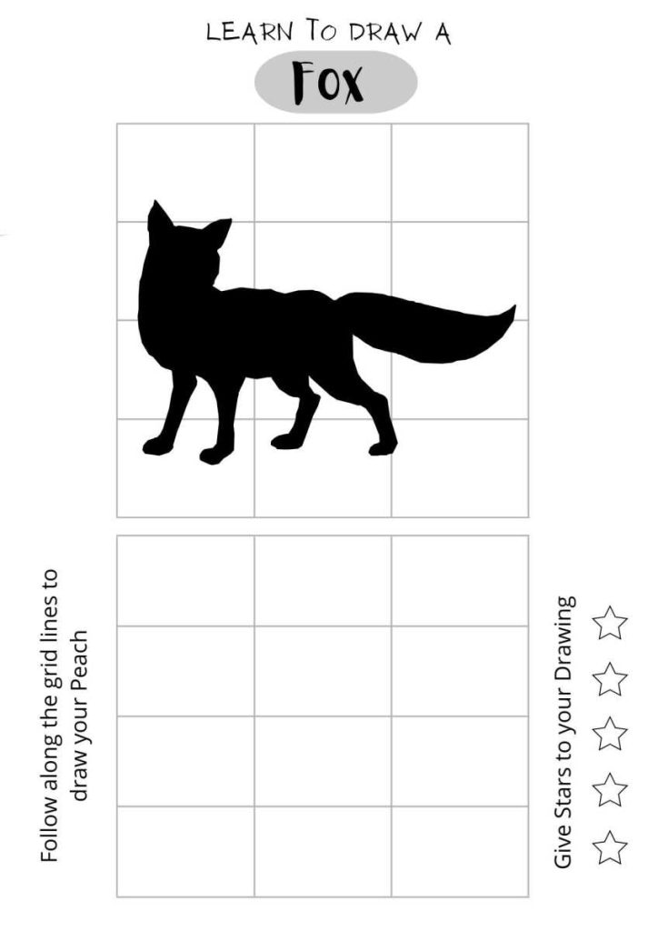 Learn to Draw a Fox, free printables for kids,