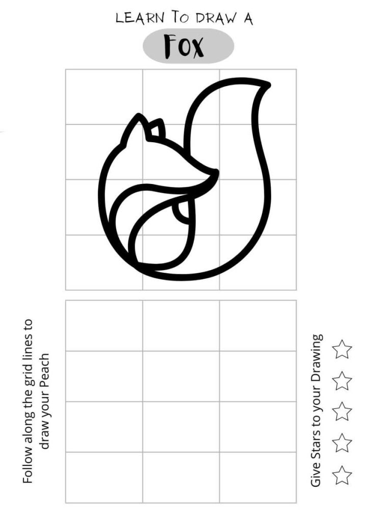 Outline of Fox, free printables for kids