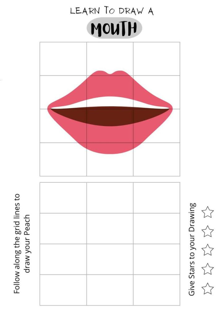 Draw lips, draw mouth, easy printable for kids,