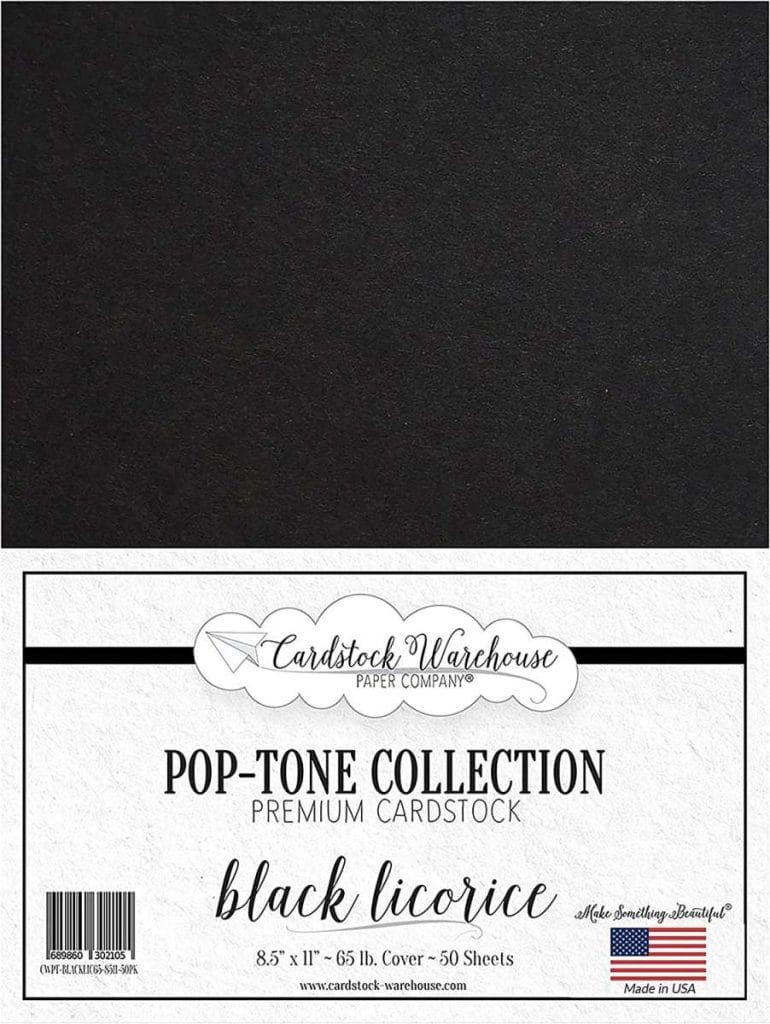 Black Licorice Cardstock Paper - 8.5 - 11 Inch 65 Lb. Cover -50 Sheets