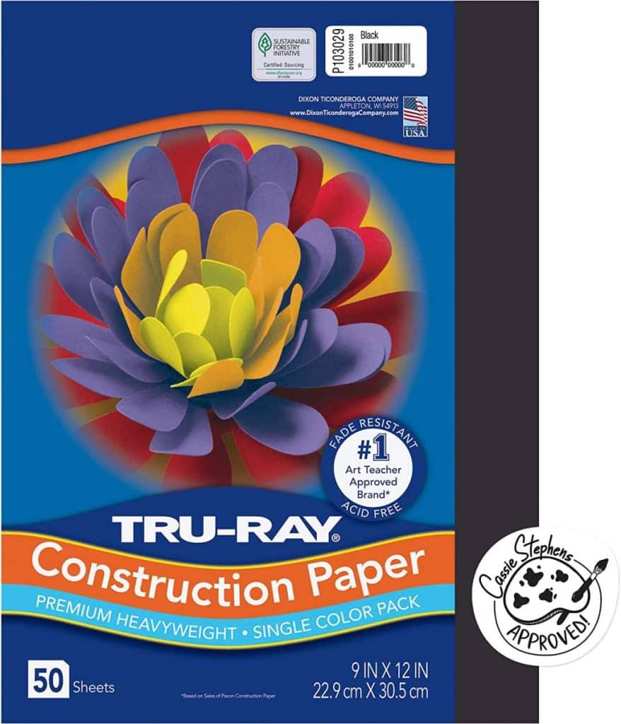 Pacon Tru Ray Heavyweight Construction Paper Black 50 Sheets Sulphite Construction Paper 1